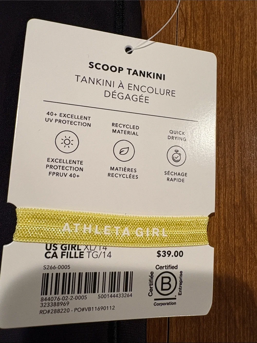 NWT Athleta Girl Reversible Swim Bottom & a Black Scoop Tankini Sz 14